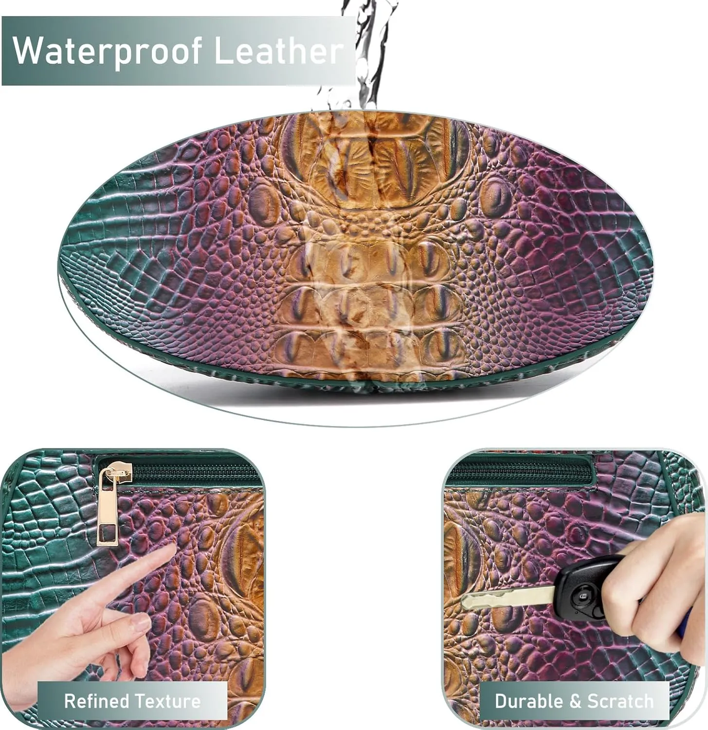 Leather Bags for Women Luxury Handbag Flap Purse Crocodile Pattern Crossbody Ladies Gradient Color Shoulder Bag