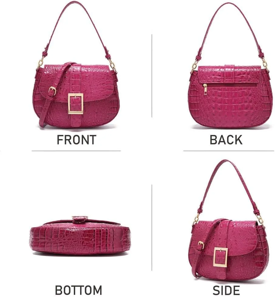 Leather Bags for Women Luxury Handbag Flap Purse Crocodile Pattern Crossbody Ladies Gradient Color Shoulder Bag