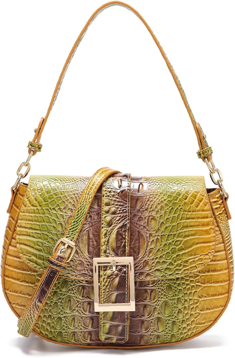 Leather Bags for Women Luxury Handbag Flap Purse Crocodile Pattern Crossbody Ladies Gradient Color Shoulder Bag
