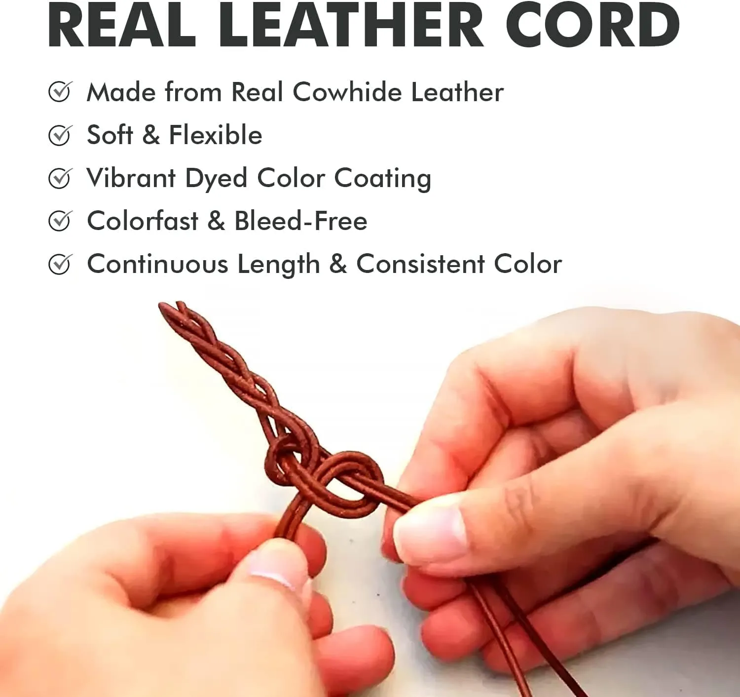 Leather Cord for Jewelry Making, Round Cording 1.5 mm Rope, 27 Yards Used for Crafts, Necklace String, Braiding - Gypsy Sippa