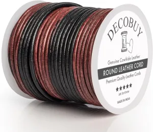 Leather Cord for Jewelry Making, Round Cording 1.5 mm Rope, 27 Yards Used for Crafts, Necklace String, Braiding - Gypsy Sippa