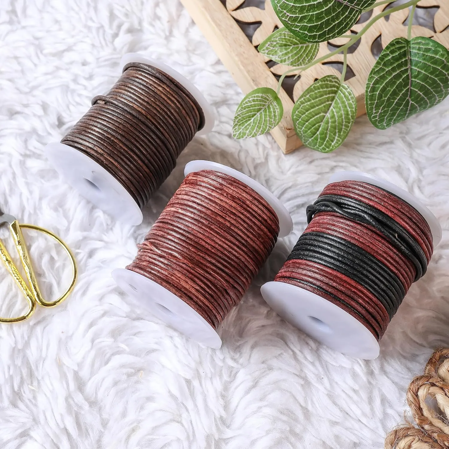 Leather Cord for Jewelry Making, Round Cording 1.5 mm Rope, 27 Yards Used for Crafts, Necklace String, Braiding - Gypsy Sippa