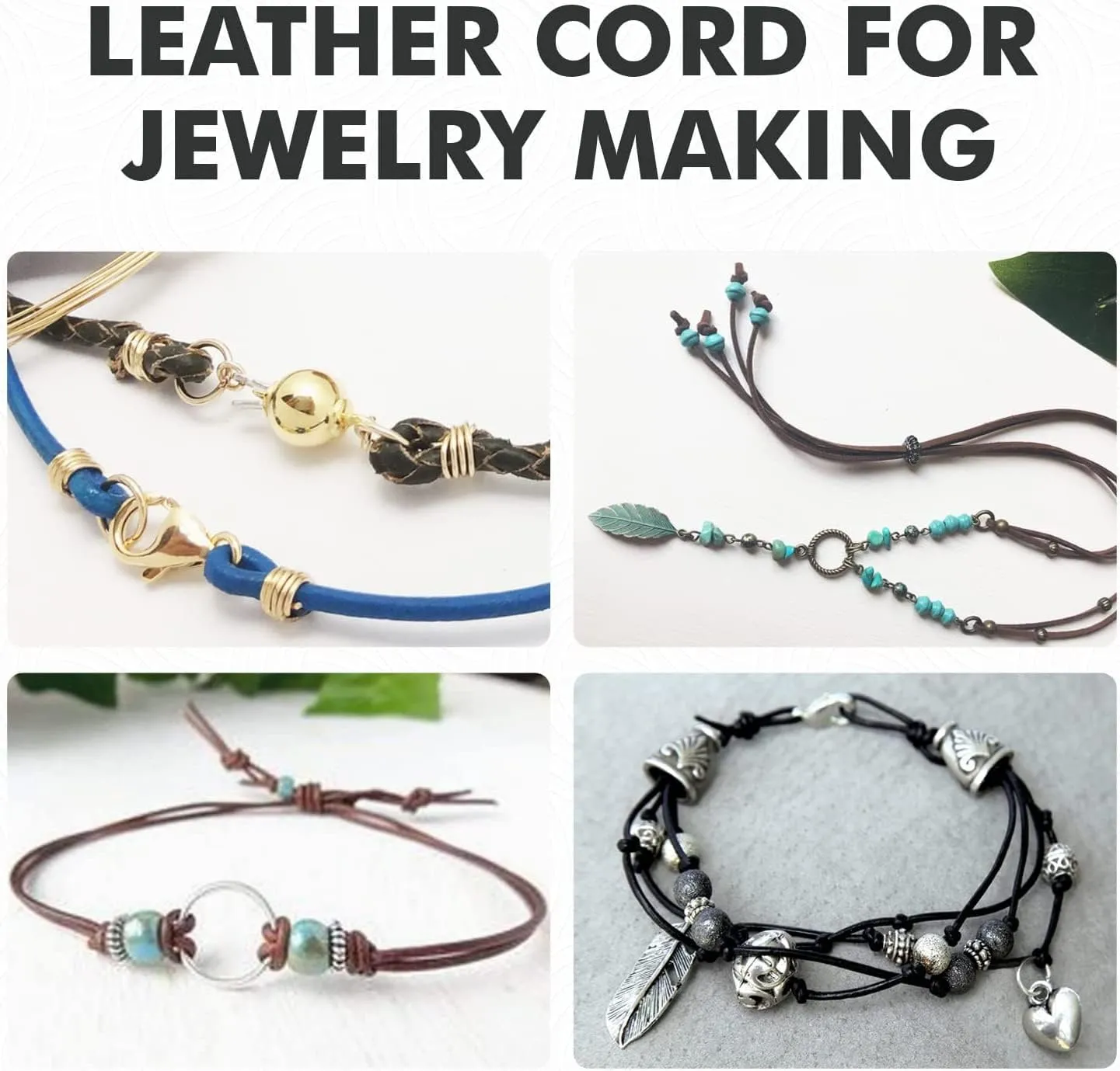 Leather Cord for Jewelry Making, Round Cording 1.5 mm Rope, 27 Yards Used for Crafts, Necklace String, Braiding - Gypsy Sippa