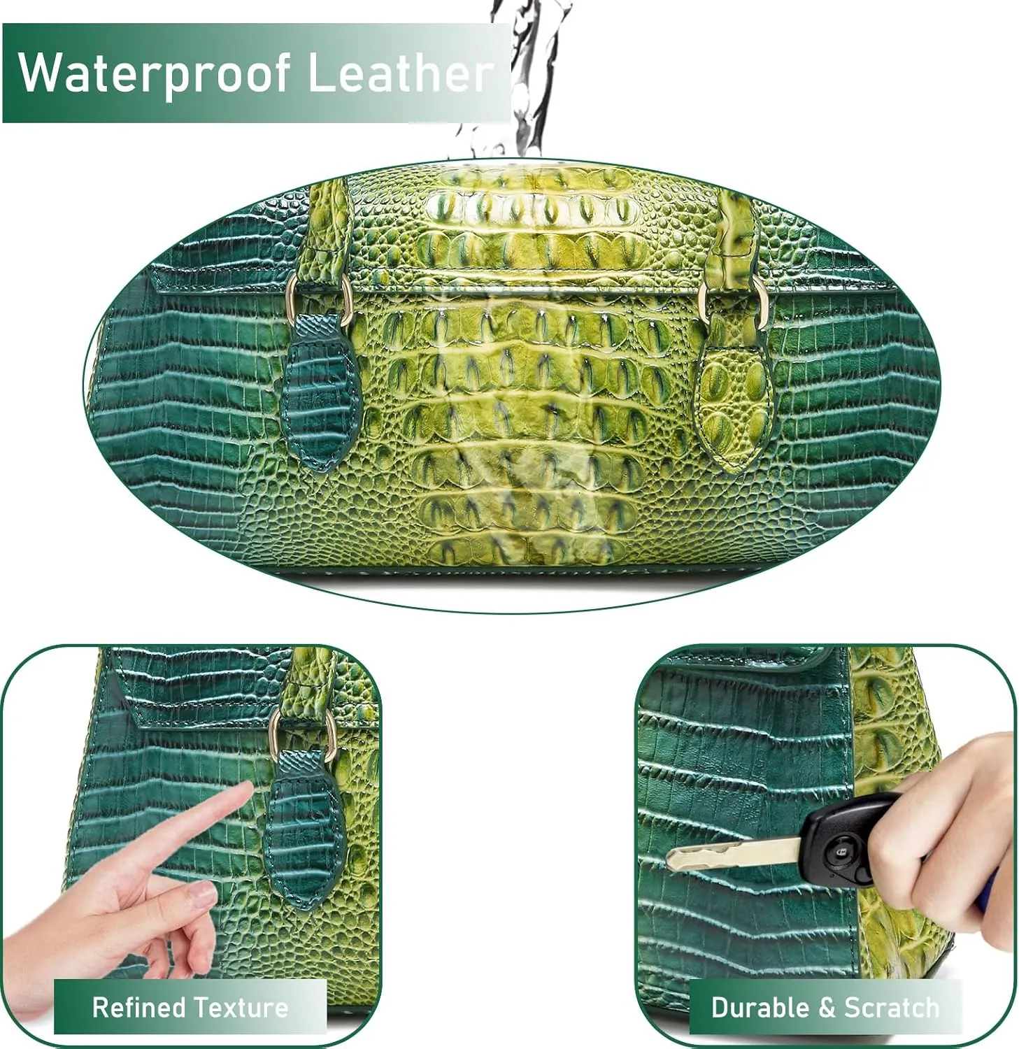 Leather Crocodile Pattern Top Handle Handbag for Women High-value Satchel Tote Purse for Ladies