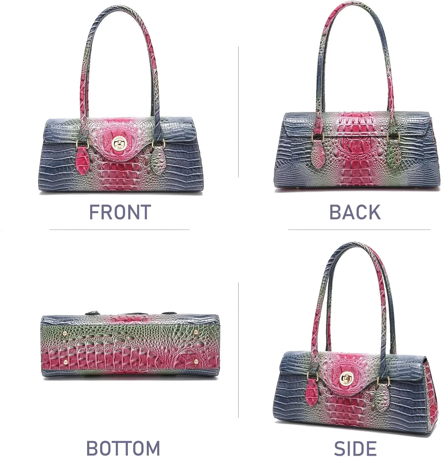 Leather Crocodile Pattern Top Handle Handbag for Women High-value Satchel Tote Purse for Ladies