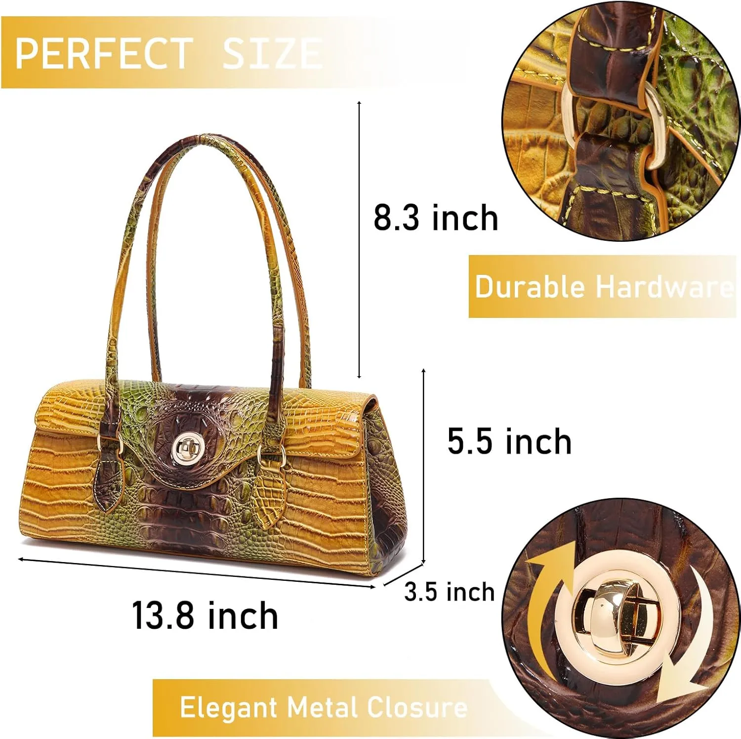 Leather Crocodile Pattern Top Handle Handbag for Women High-value Satchel Tote Purse for Ladies