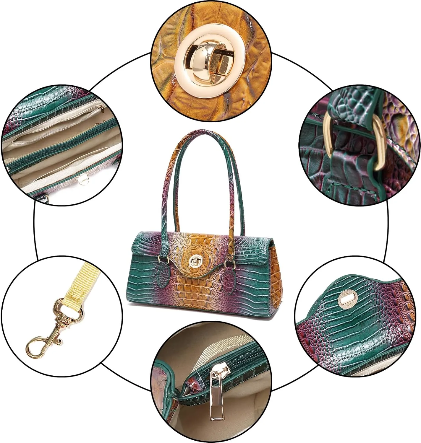 Leather Crocodile Pattern Top Handle Handbag for Women High-value Satchel Tote Purse for Ladies