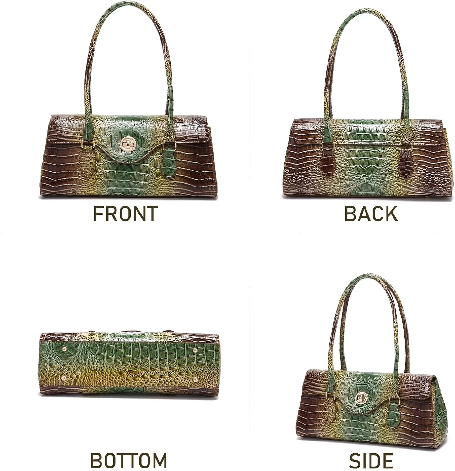 Leather Crocodile Pattern Top Handle Handbag for Women High-value Satchel Tote Purse for Ladies