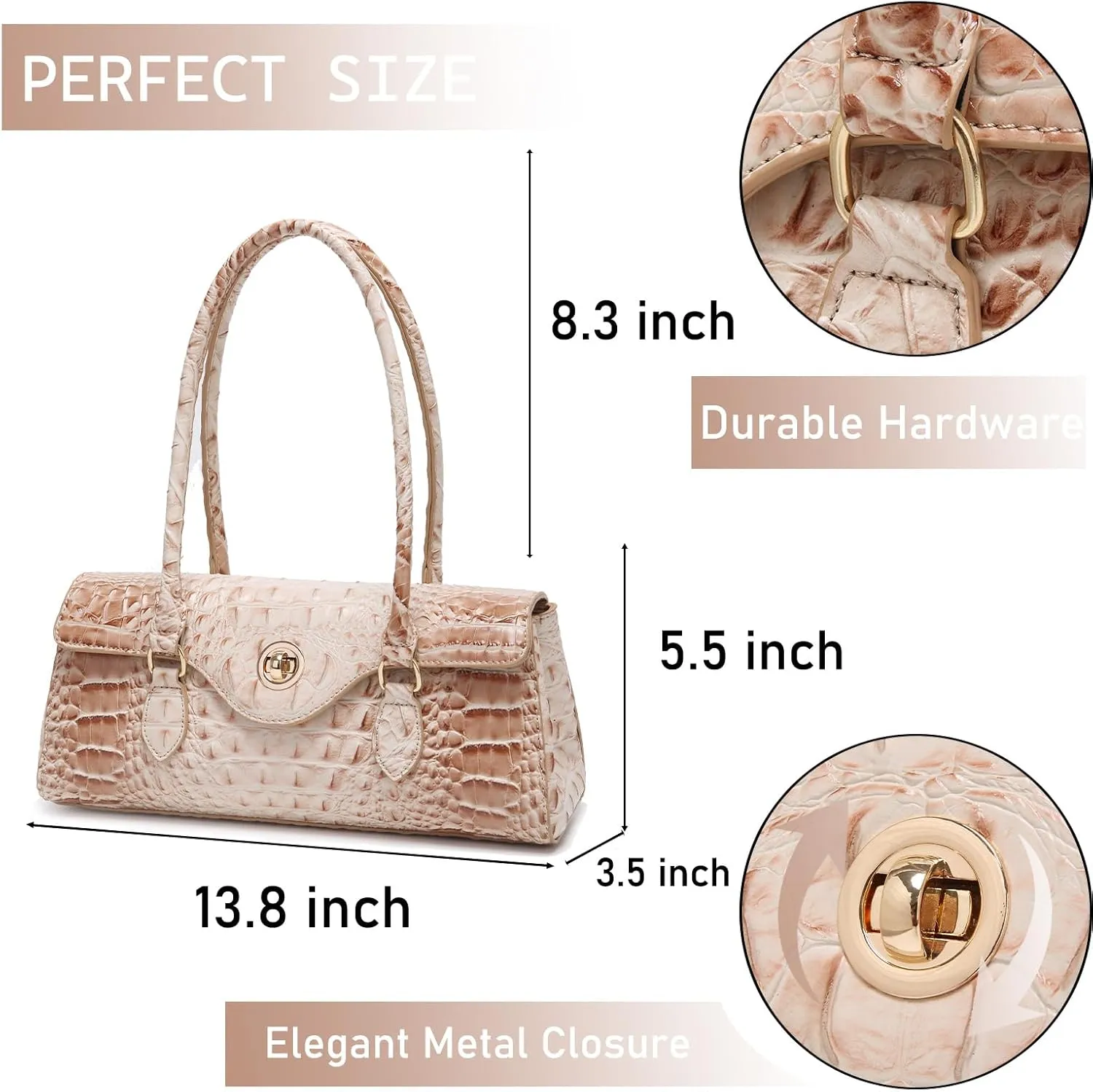Leather Crocodile Pattern Top Handle Handbag for Women High-value Satchel Tote Purse for Ladies