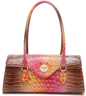 Leather Crocodile Pattern Top Handle Handbag for Women High-value Satchel Tote Purse for Ladies