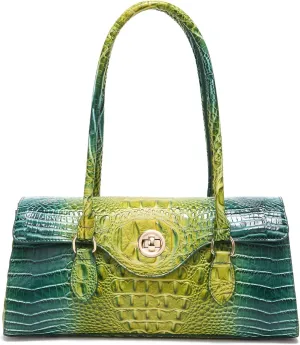 Leather Crocodile Pattern Top Handle Handbag for Women High-value Satchel Tote Purse for Ladies
