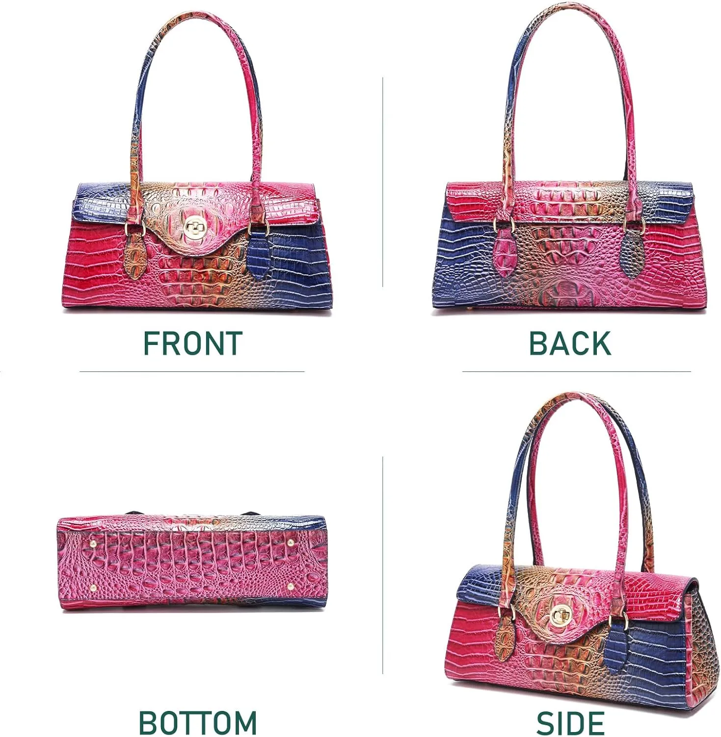 Leather Crocodile Pattern Top Handle Handbag for Women High-value Satchel Tote Purse for Ladies