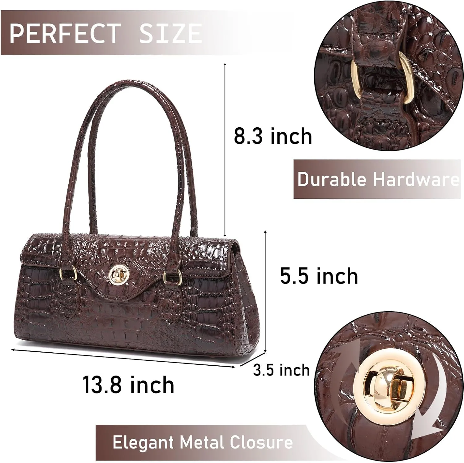 Leather Crocodile Pattern Top Handle Handbag for Women High-value Satchel Tote Purse for Ladies