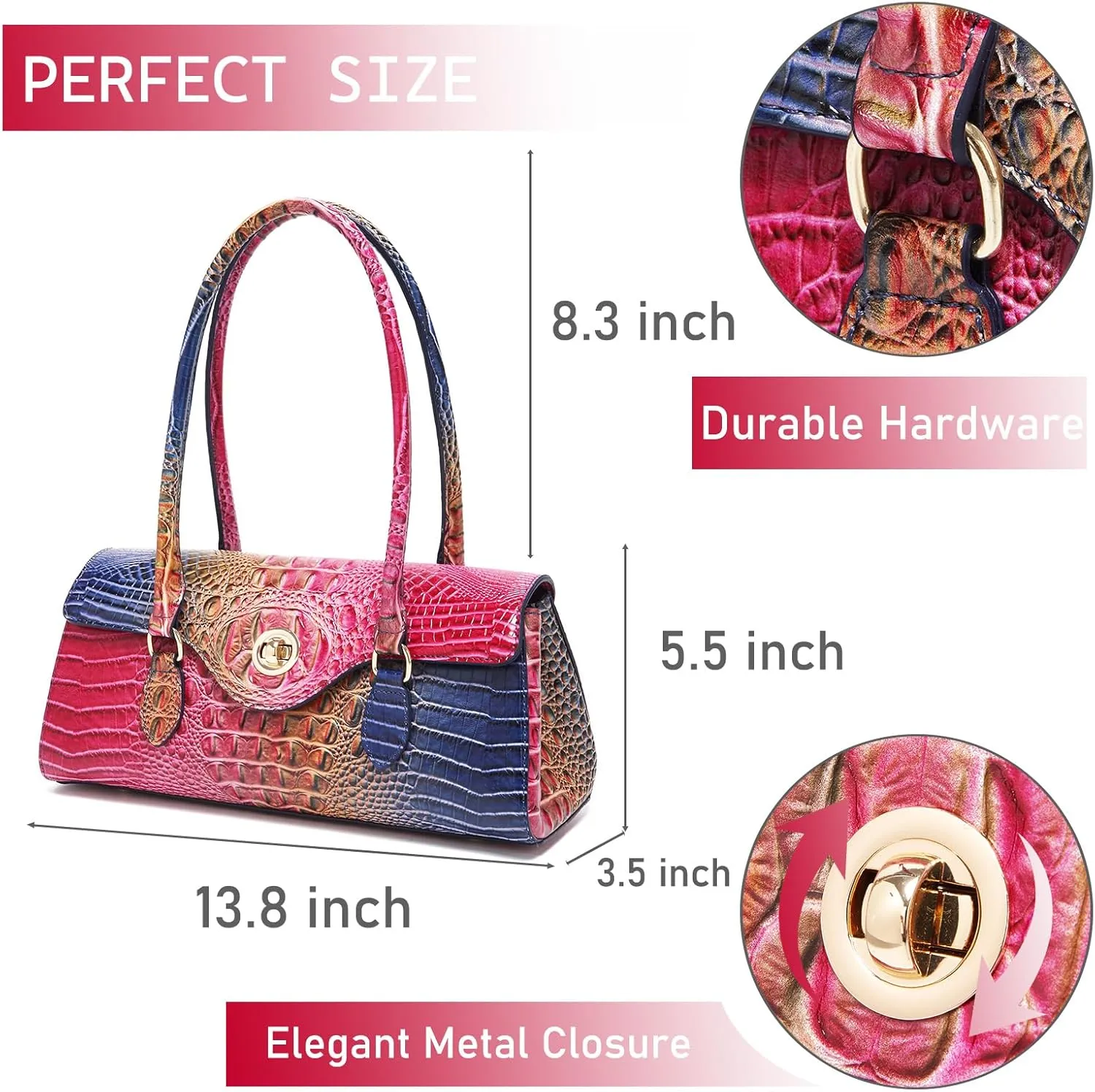 Leather Crocodile Pattern Top Handle Handbag for Women High-value Satchel Tote Purse for Ladies
