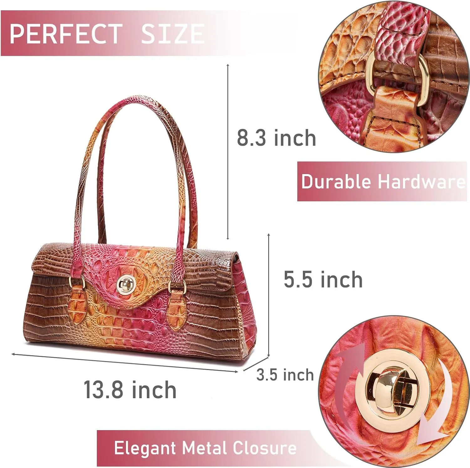 Leather Crocodile Pattern Top Handle Handbag for Women High-value Satchel Tote Purse for Ladies