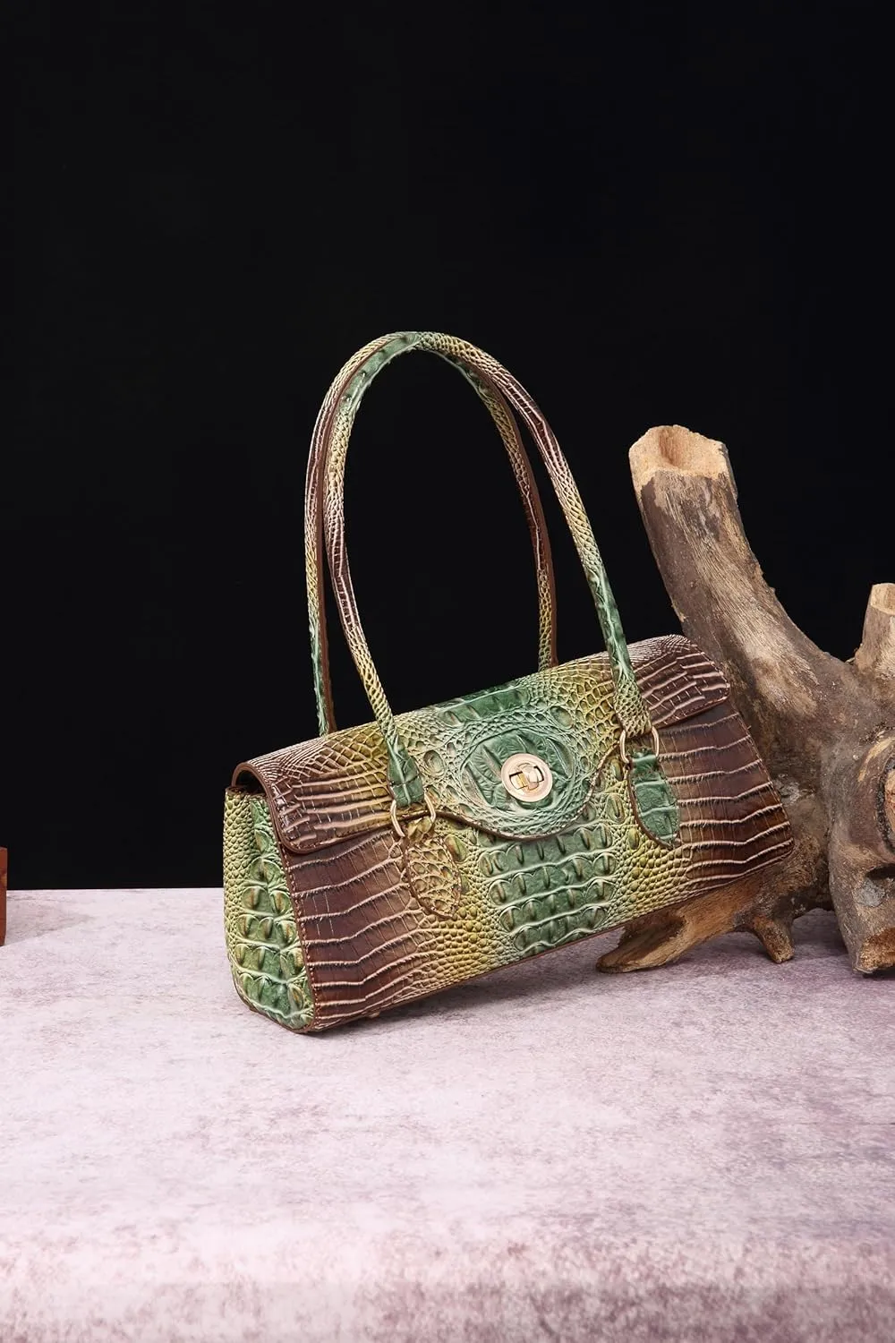 Leather Crocodile Pattern Top Handle Handbag for Women High-value Satchel Tote Purse for Ladies