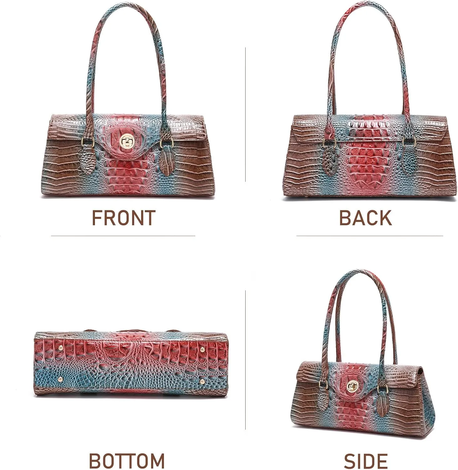 Leather Crocodile Pattern Top Handle Handbag for Women High-value Satchel Tote Purse for Ladies
