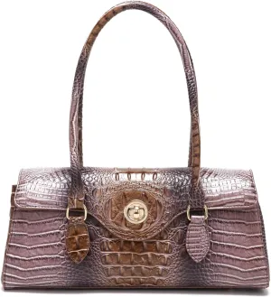 Leather Crocodile Pattern Top Handle Handbag for Women High-value Satchel Tote Purse for Ladies