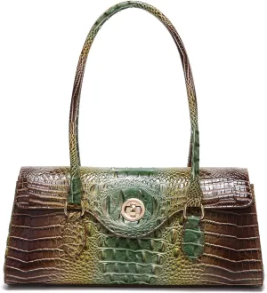 Leather Crocodile Pattern Top Handle Handbag for Women High-value Satchel Tote Purse for Ladies