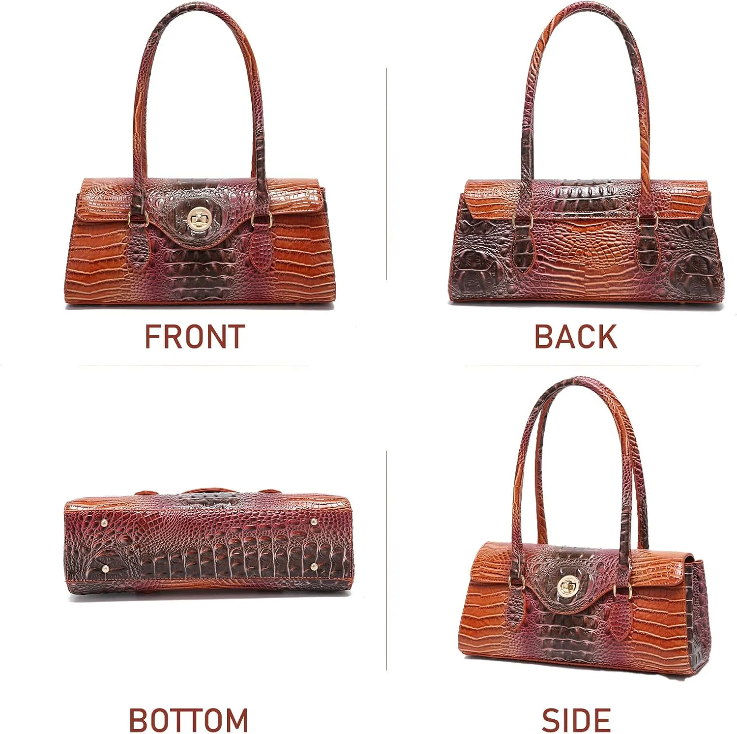 Leather Crocodile Pattern Top Handle Handbag for Women High-value Satchel Tote Purse for Ladies
