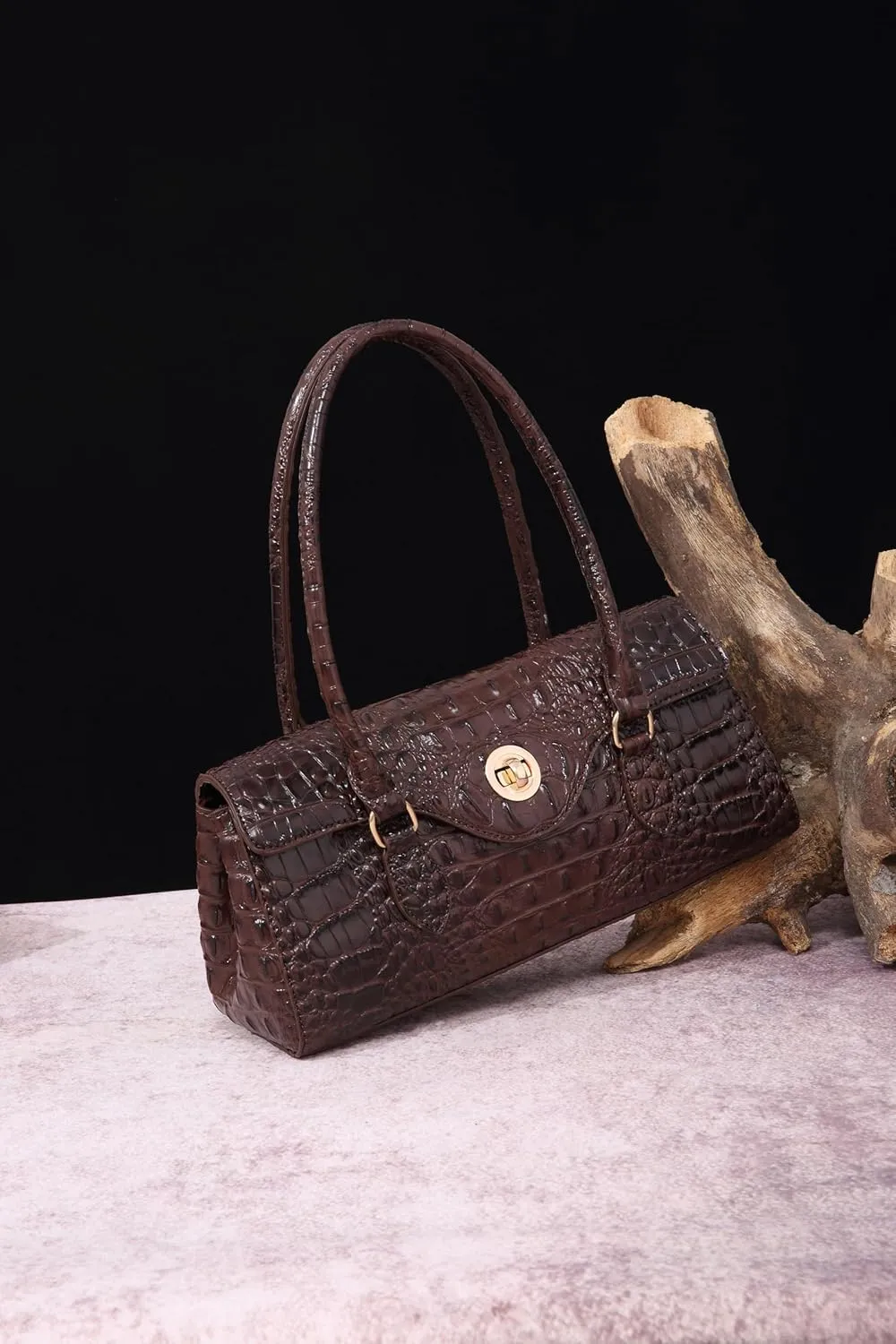 Leather Crocodile Pattern Top Handle Handbag for Women High-value Satchel Tote Purse for Ladies