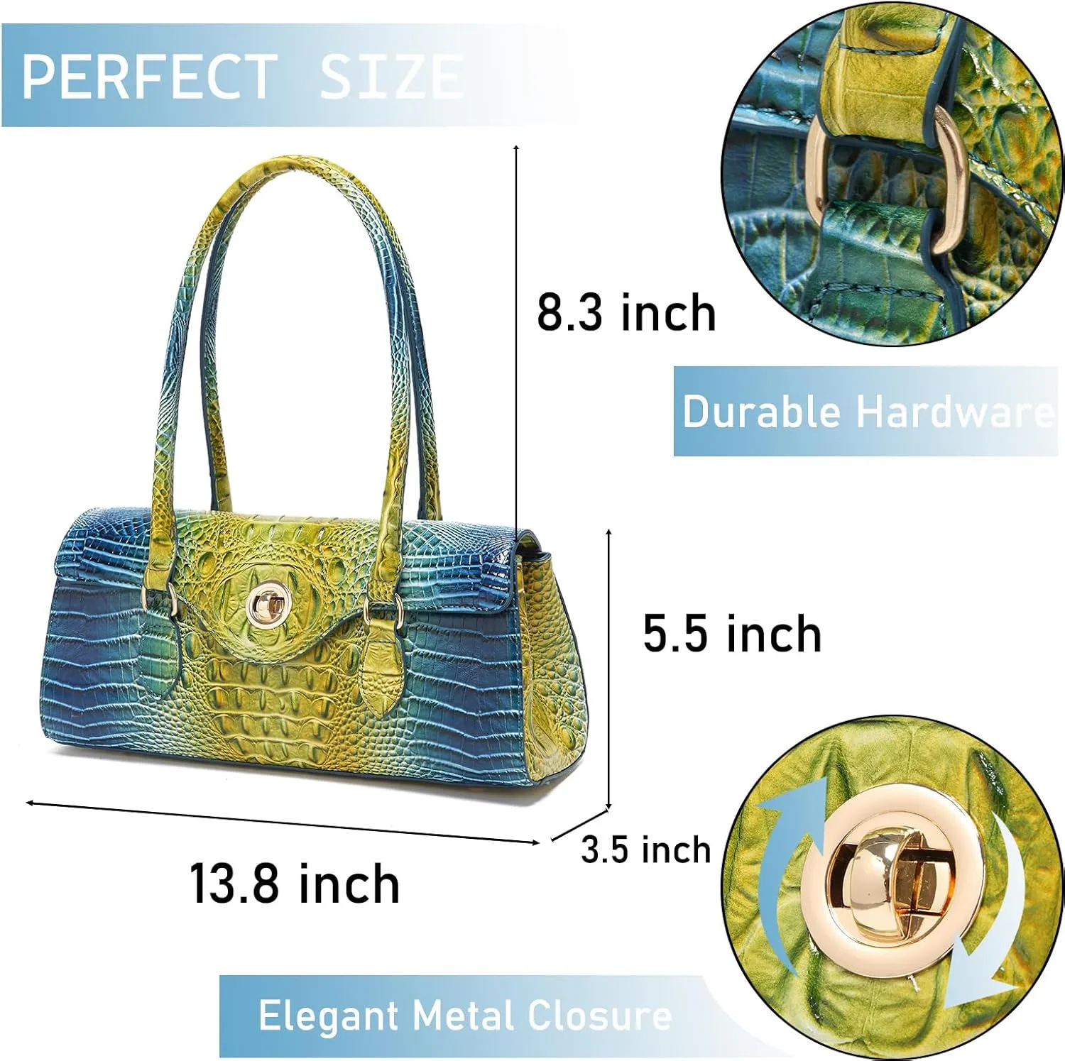 Leather Crocodile Pattern Top Handle Handbag for Women High-value Satchel Tote Purse for Ladies