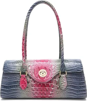 Leather Crocodile Pattern Top Handle Handbag for Women High-value Satchel Tote Purse for Ladies