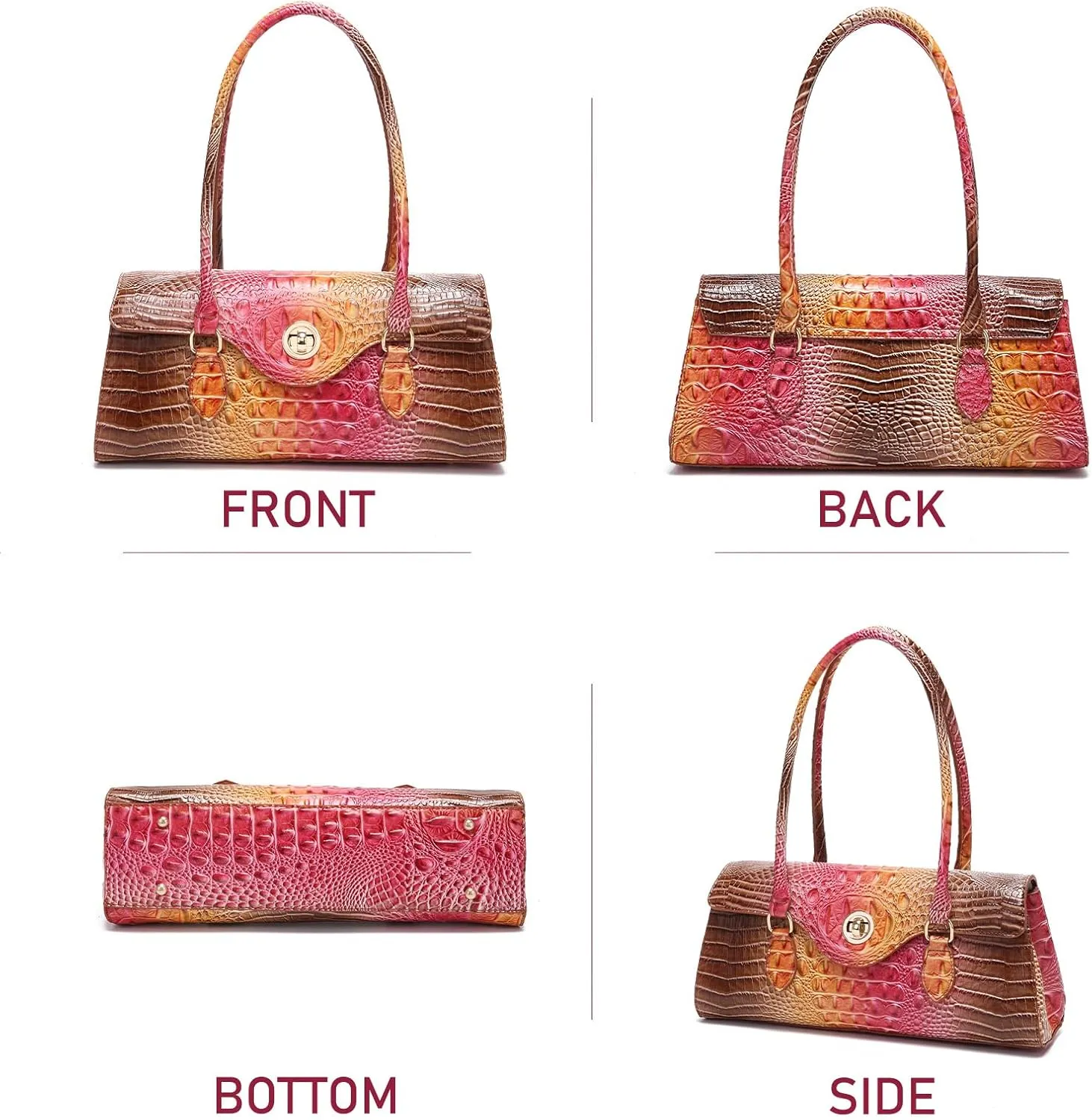 Leather Crocodile Pattern Top Handle Handbag for Women High-value Satchel Tote Purse for Ladies