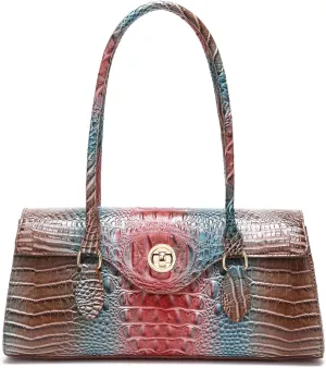 Leather Crocodile Pattern Top Handle Handbag for Women High-value Satchel Tote Purse for Ladies