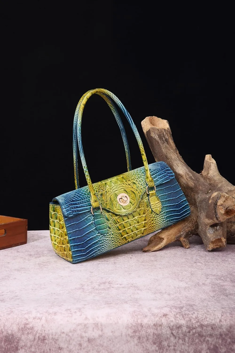 Leather Crocodile Pattern Top Handle Handbag for Women High-value Satchel Tote Purse for Ladies