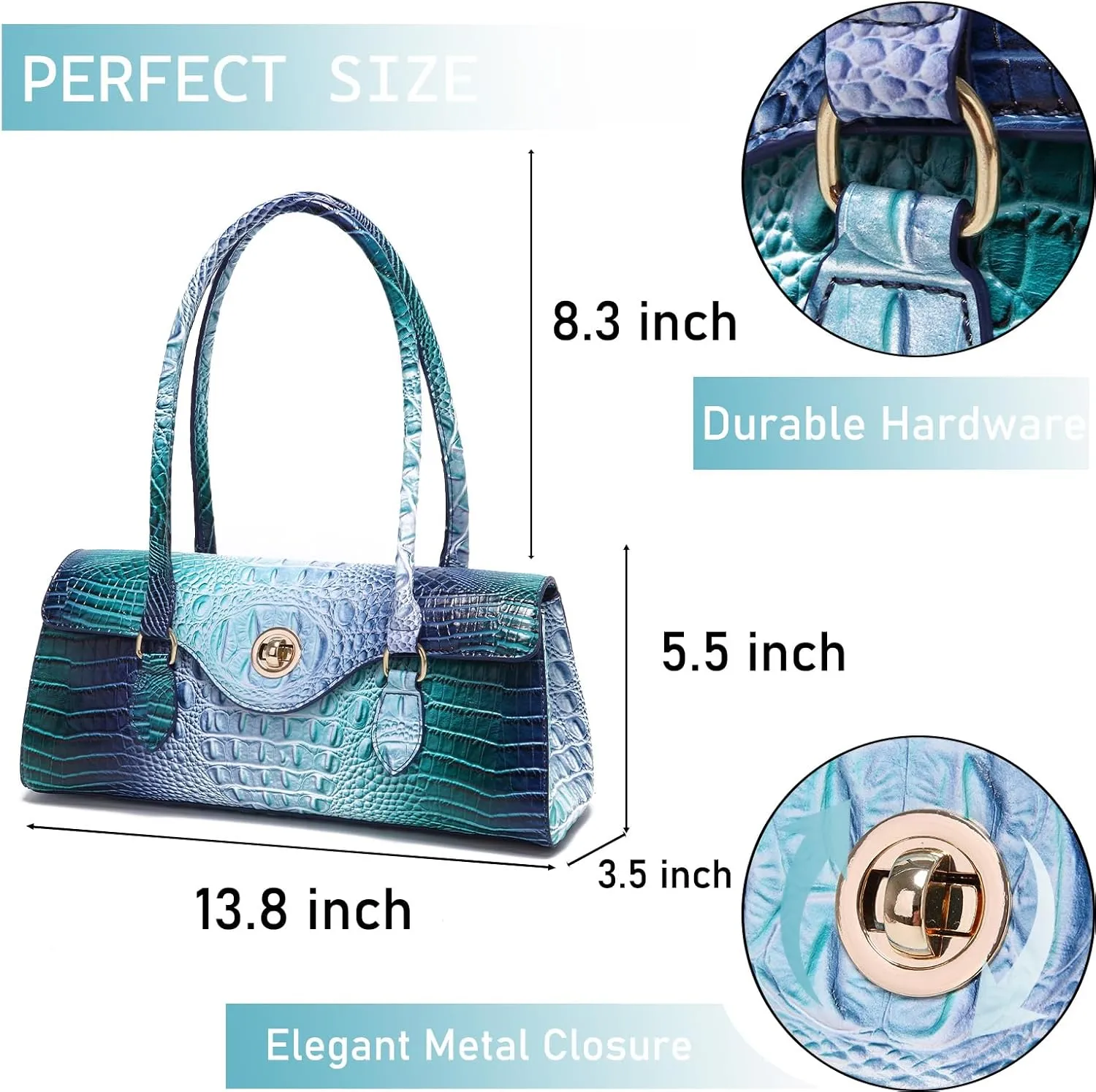 Leather Crocodile Pattern Top Handle Handbag for Women High-value Satchel Tote Purse for Ladies