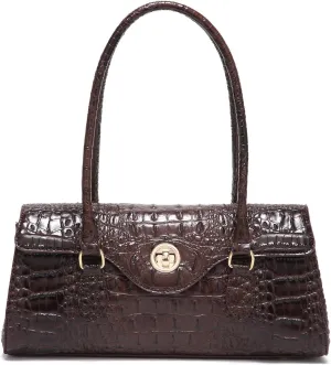 Leather Crocodile Pattern Top Handle Handbag for Women High-value Satchel Tote Purse for Ladies