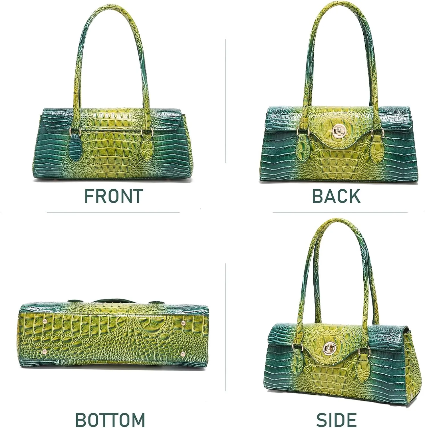 Leather Crocodile Pattern Top Handle Handbag for Women High-value Satchel Tote Purse for Ladies