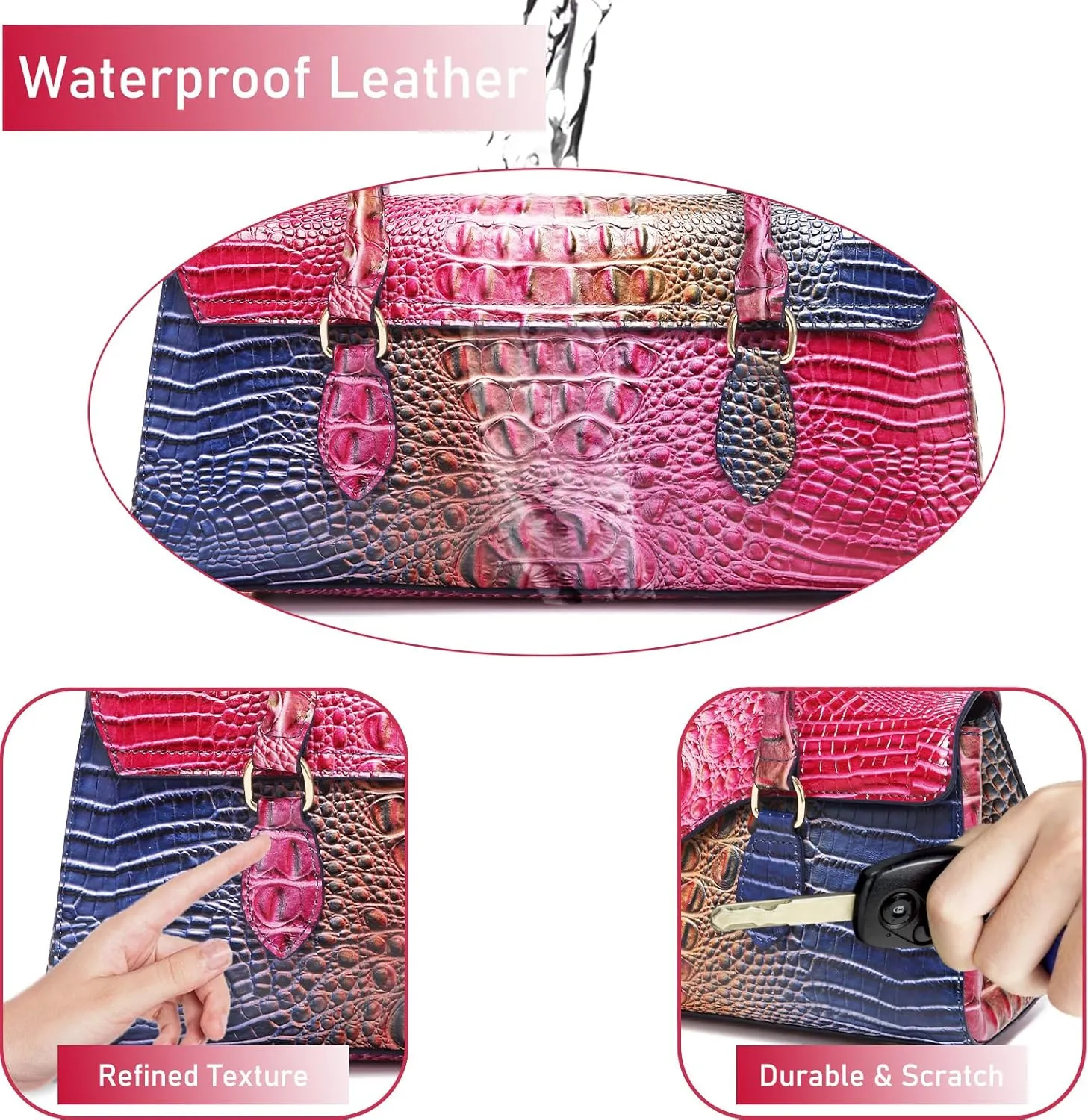 Leather Crocodile Pattern Top Handle Handbag for Women High-value Satchel Tote Purse for Ladies