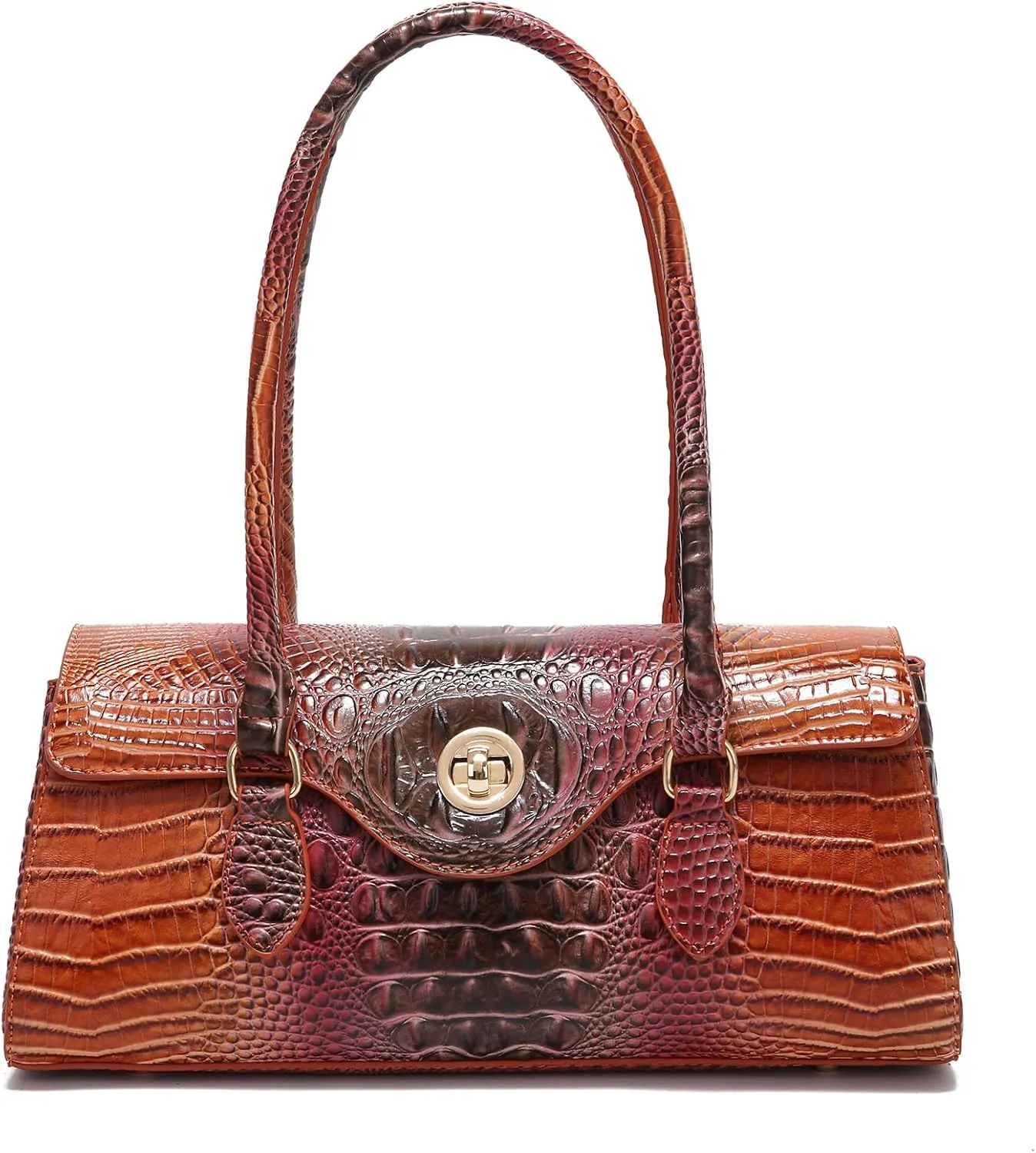 Leather Crocodile Pattern Top Handle Handbag for Women High-value Satchel Tote Purse for Ladies