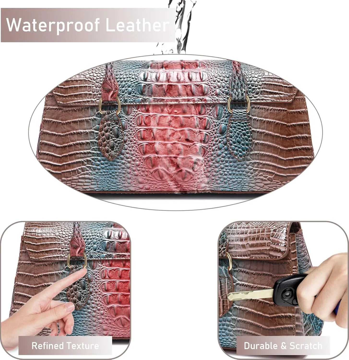 Leather Crocodile Pattern Top Handle Handbag for Women High-value Satchel Tote Purse for Ladies