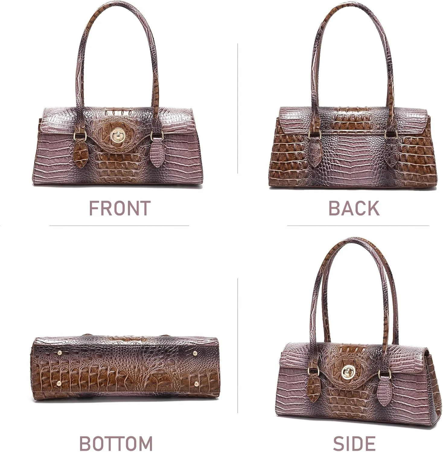 Leather Crocodile Pattern Top Handle Handbag for Women High-value Satchel Tote Purse for Ladies