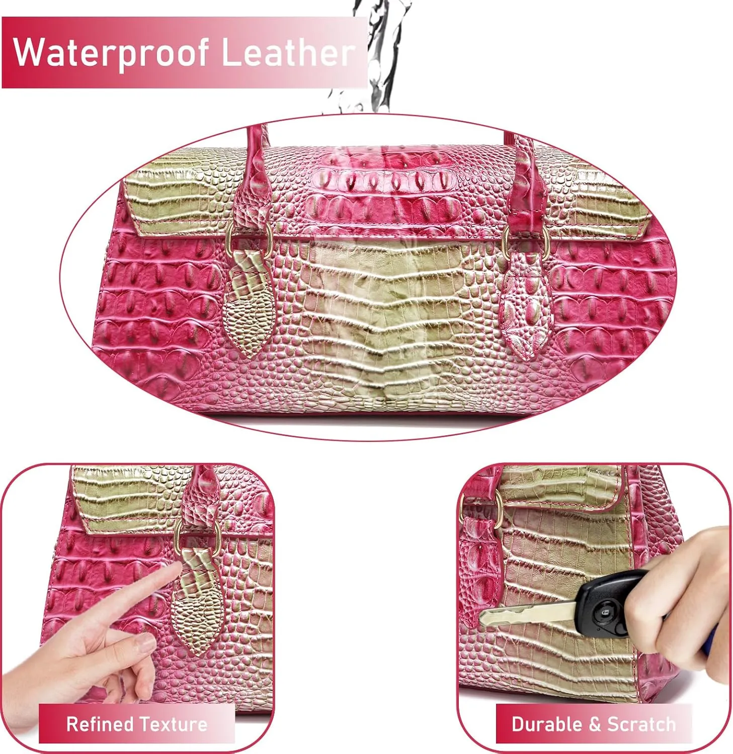 Leather Crocodile Pattern Top Handle Handbag for Women High-value Satchel Tote Purse for Ladies