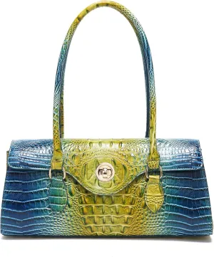 Leather Crocodile Pattern Top Handle Handbag for Women High-value Satchel Tote Purse for Ladies