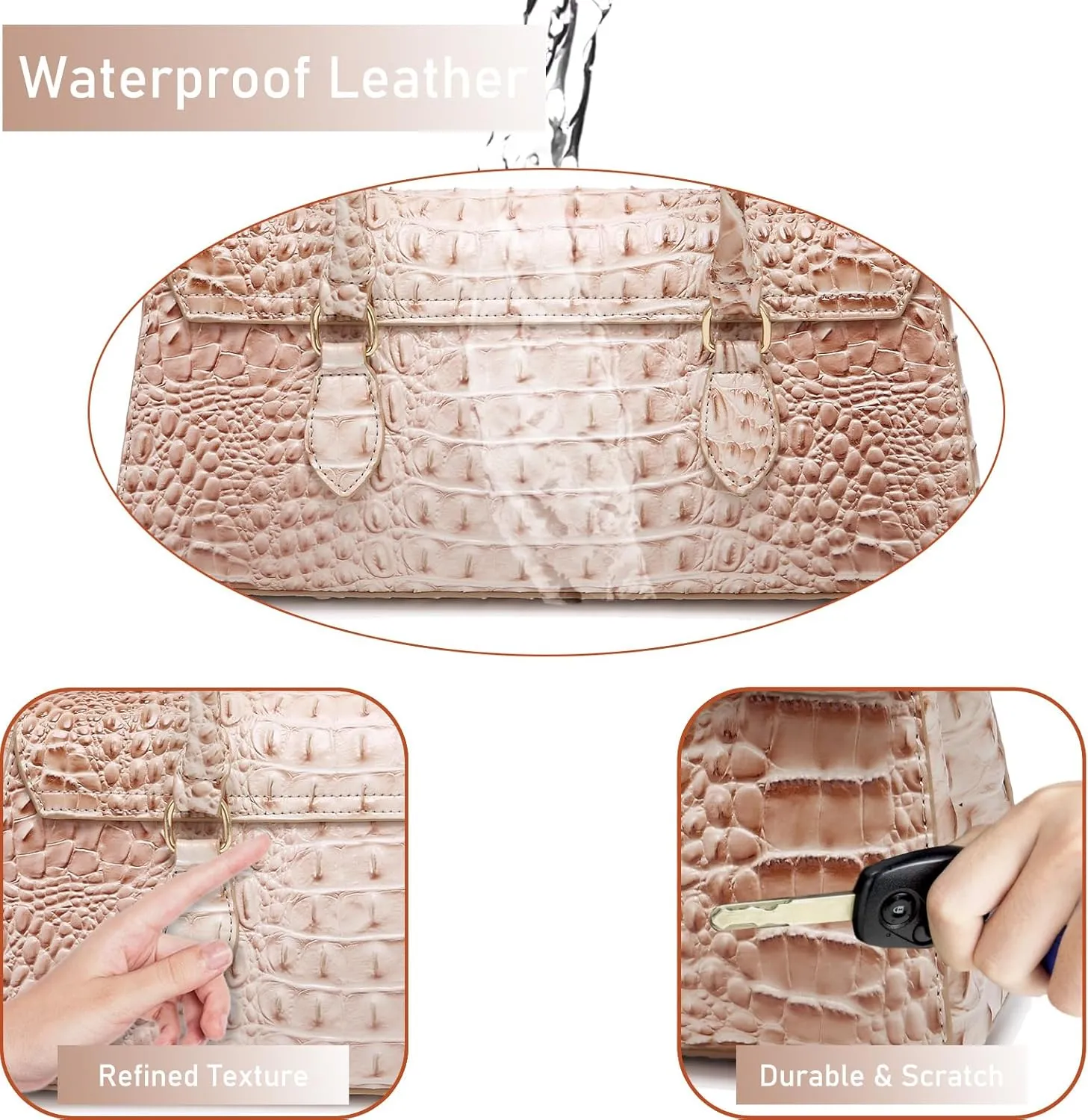 Leather Crocodile Pattern Top Handle Handbag for Women High-value Satchel Tote Purse for Ladies