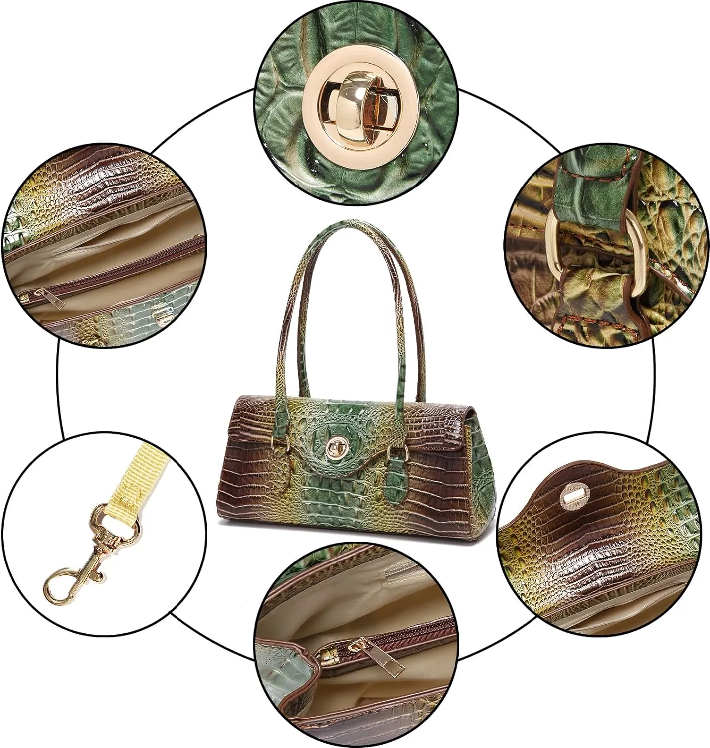 Leather Crocodile Pattern Top Handle Handbag for Women High-value Satchel Tote Purse for Ladies