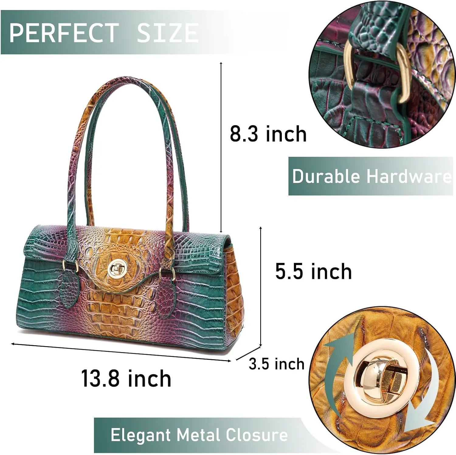 Leather Crocodile Pattern Top Handle Handbag for Women High-value Satchel Tote Purse for Ladies
