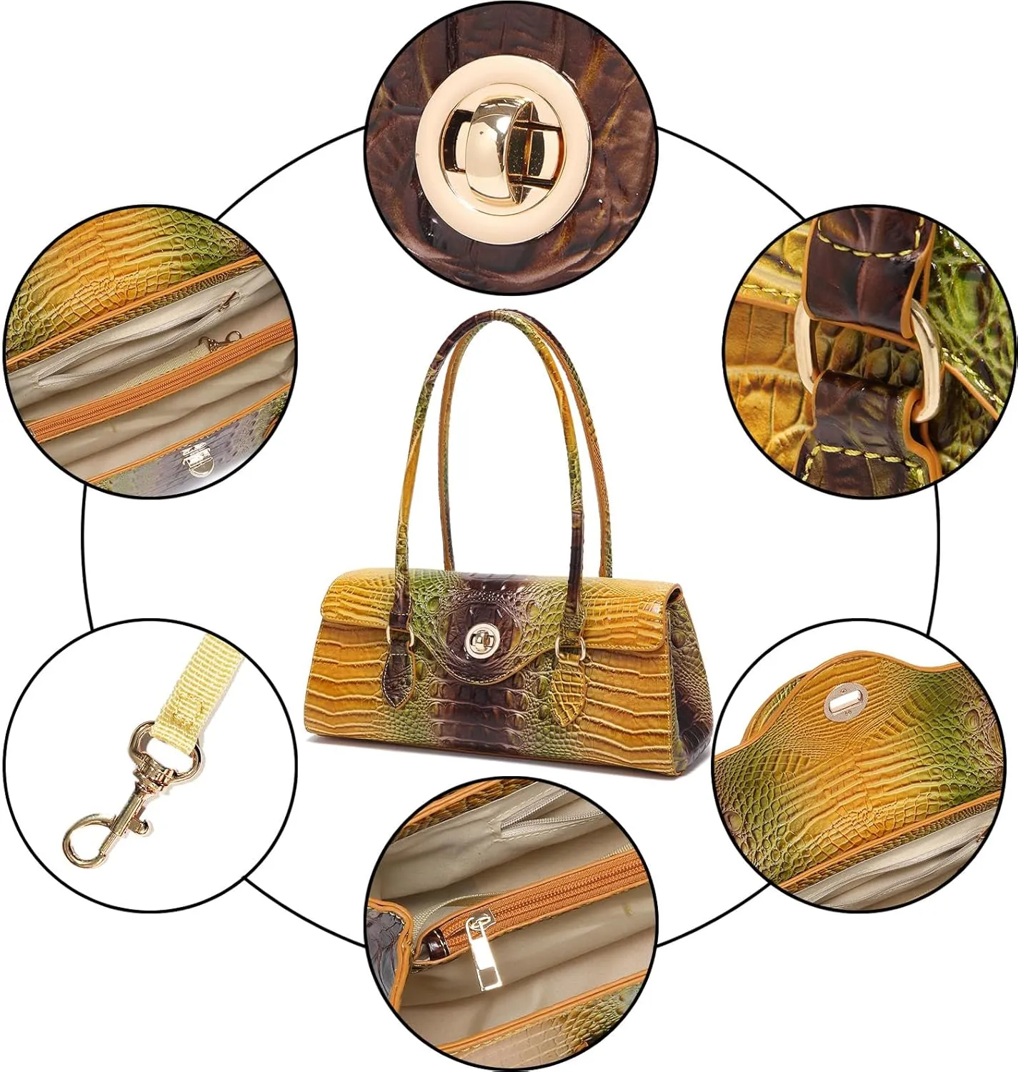 Leather Crocodile Pattern Top Handle Handbag for Women High-value Satchel Tote Purse for Ladies