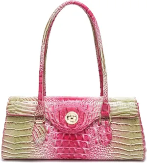 Leather Crocodile Pattern Top Handle Handbag for Women High-value Satchel Tote Purse for Ladies