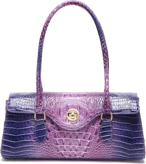 Leather Crocodile Pattern Top Handle Handbag for Women High-value Satchel Tote Purse for Ladies