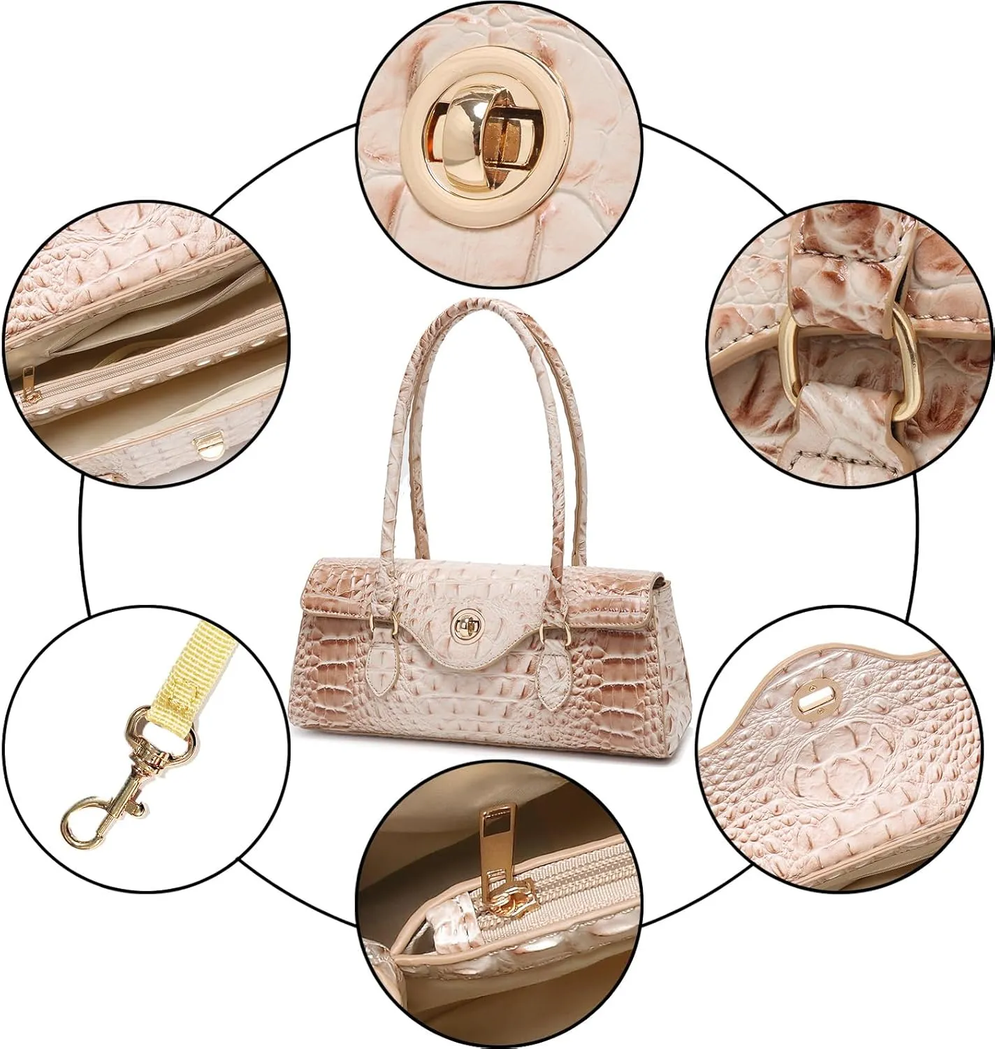 Leather Crocodile Pattern Top Handle Handbag for Women High-value Satchel Tote Purse for Ladies