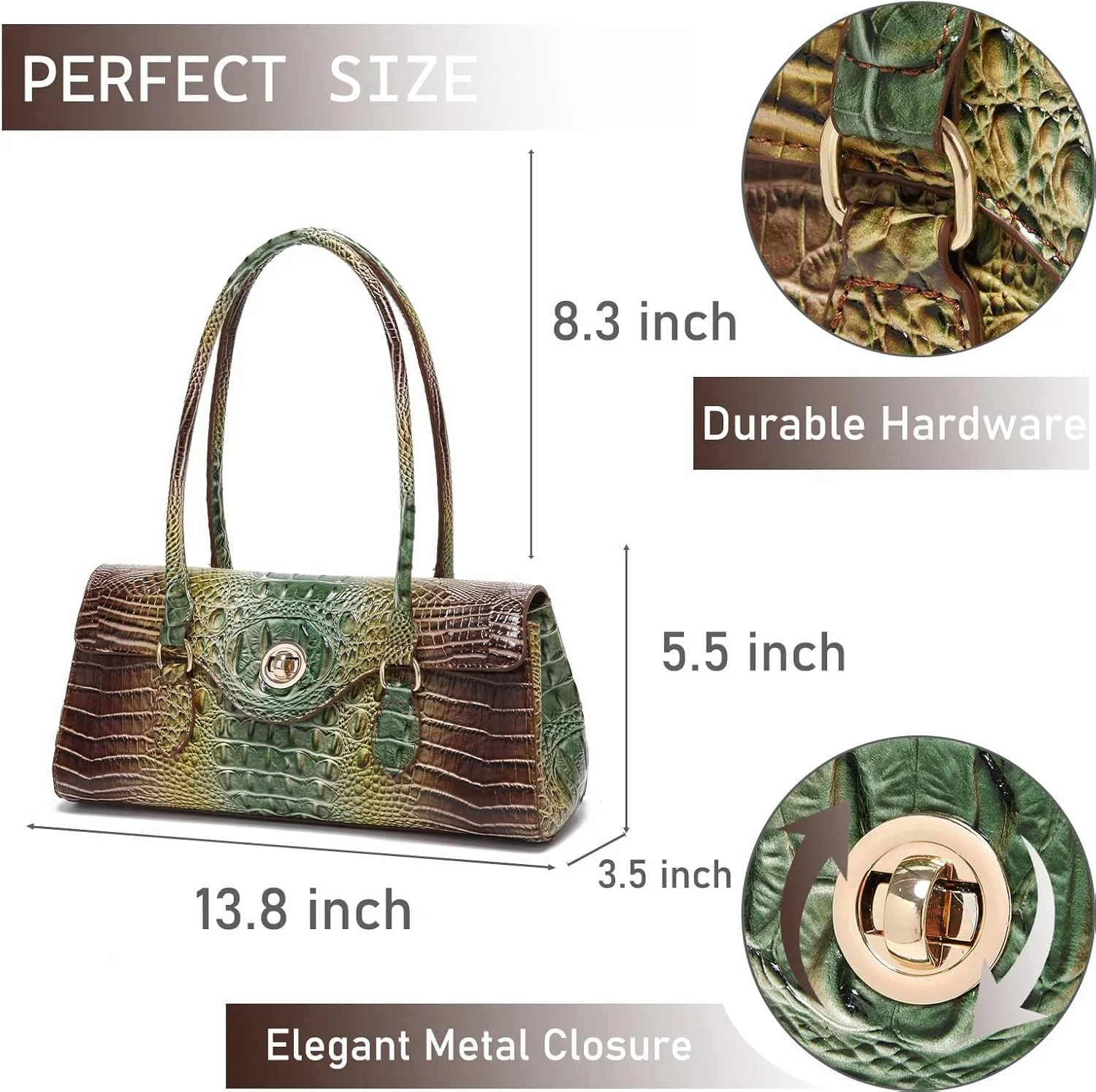 Leather Crocodile Pattern Top Handle Handbag for Women High-value Satchel Tote Purse for Ladies