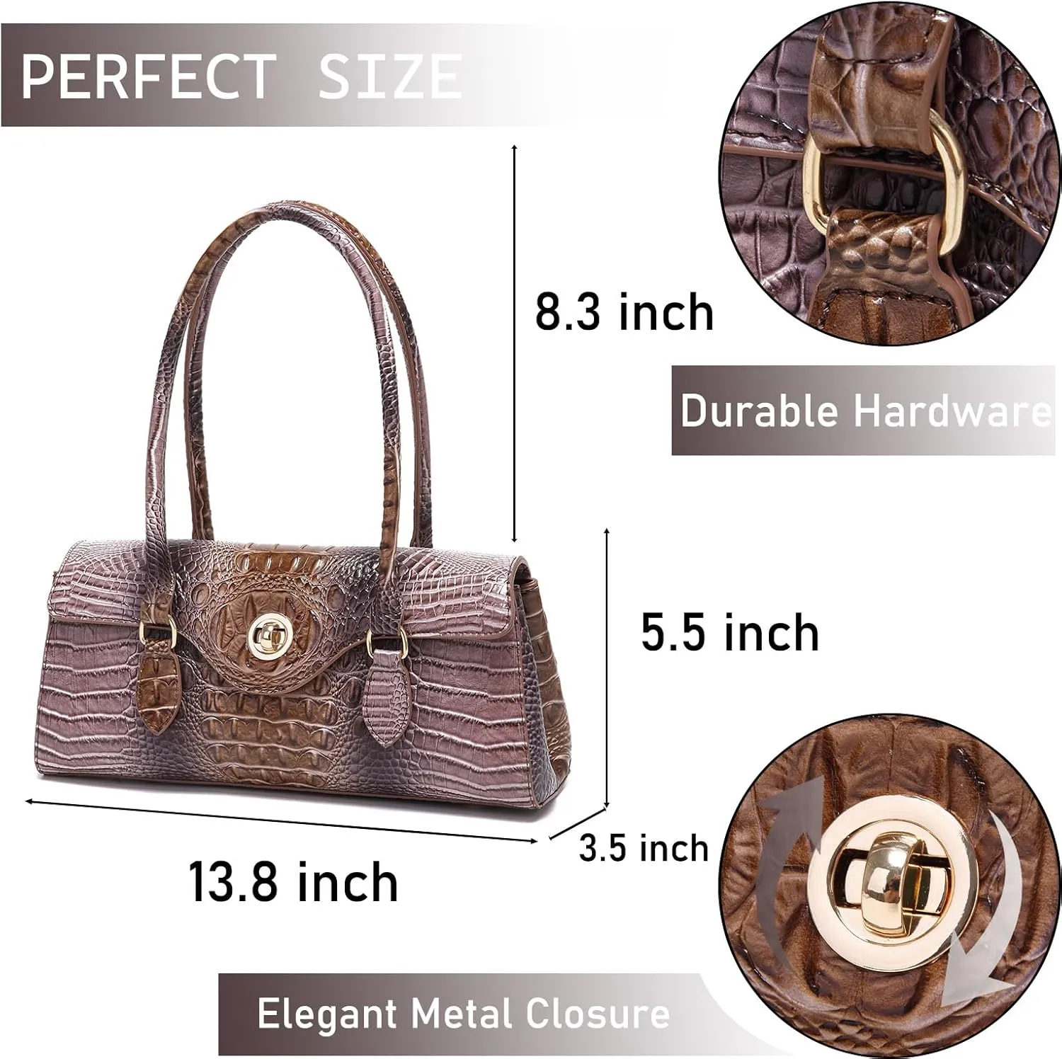 Leather Crocodile Pattern Top Handle Handbag for Women High-value Satchel Tote Purse for Ladies