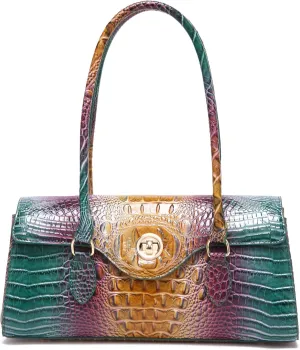 Leather Crocodile Pattern Top Handle Handbag for Women High-value Satchel Tote Purse for Ladies
