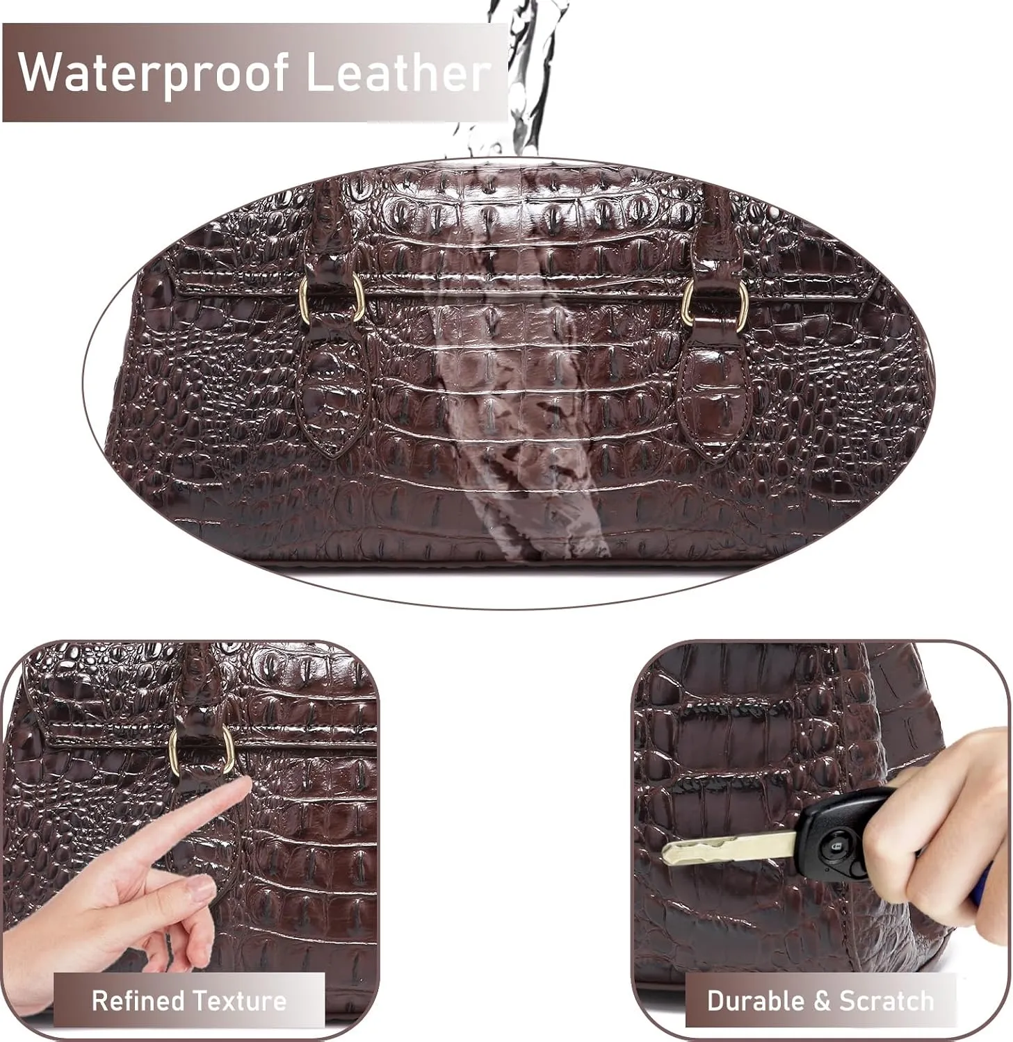 Leather Crocodile Pattern Top Handle Handbag for Women High-value Satchel Tote Purse for Ladies